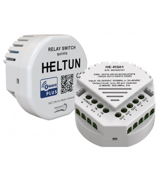 HELTUN Relay Switch Quinto (HERS01), ZWave relay module 5x5A t'sepsitename